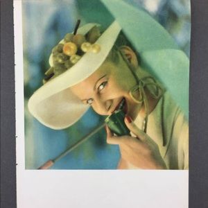 ! 1 Page/2 Sides from VTG 1951 Photo Book, Model Eating Cucumber, Bracelets